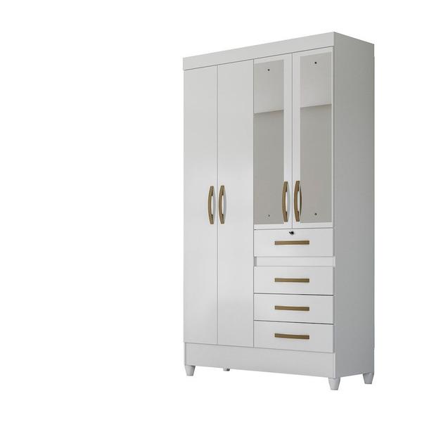 Imagem de Guarda Roupa 4 Portas com Espelho Sobral Branco Rosa Lilás Azul Flex 870440 Moval