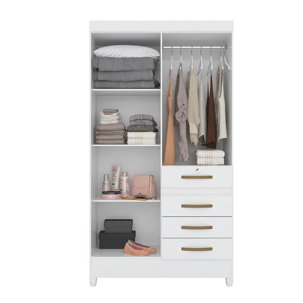 Imagem de Guarda Roupa 4 Portas com Espelho Sobral Branco Rosa Lilás Azul Flex 870440 Moval