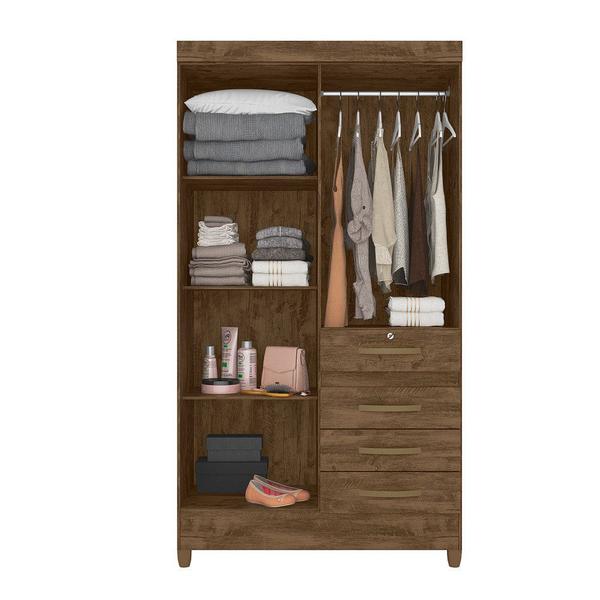 Imagem de Guarda Roupa 4 Portas com Espelho Sobral Castanho Wood 870331 Moval