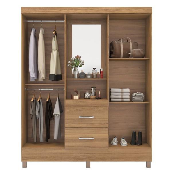 Imagem de Guarda Roupa 4 Portas com Pés e Espelho Lord Amêndola Touch 42220 Demóbile