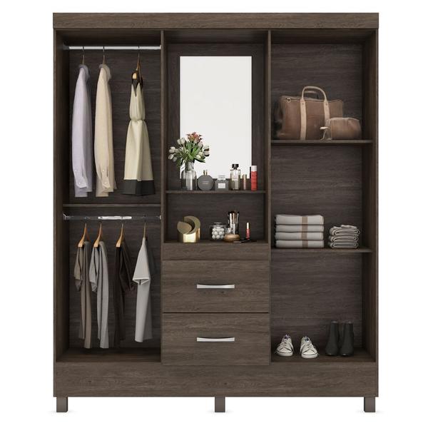 Imagem de Guarda Roupa 4 Portas com Pés e Espelho Lord Ébano Touch 42220 Demóbile