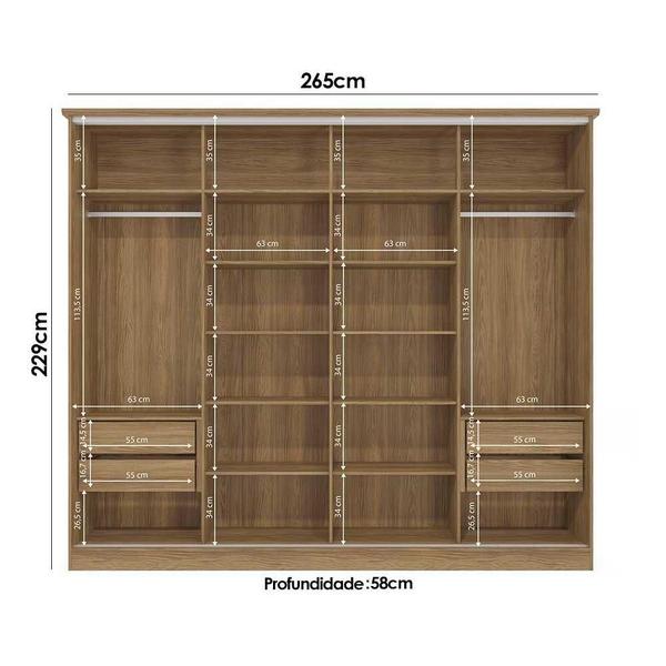 Imagem de Guarda Roupa 4 Portas de Correr e 4 Gavetas N565 Nogueira/Macadamia - Kappesberg