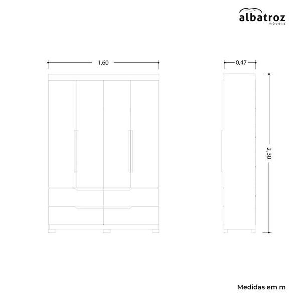 Imagem de Guarda Roupa 4 Portas Doble Carvalho Grife/ Off White - Albatroz