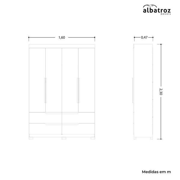 Imagem de Guarda Roupa 4 Portas Doble com Espelho Nature / Titanium  - Albatroz