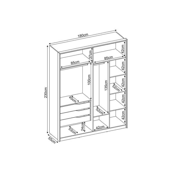 Imagem de Guarda Roupa 4 Portas e 3 Gavetas c/ 2 Espelhos Attore Amêndola Touch - Demóbile