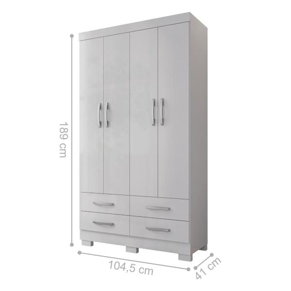 Imagem de Guarda Roupa 4 Portas e 4 Gavetas Deventer Branco