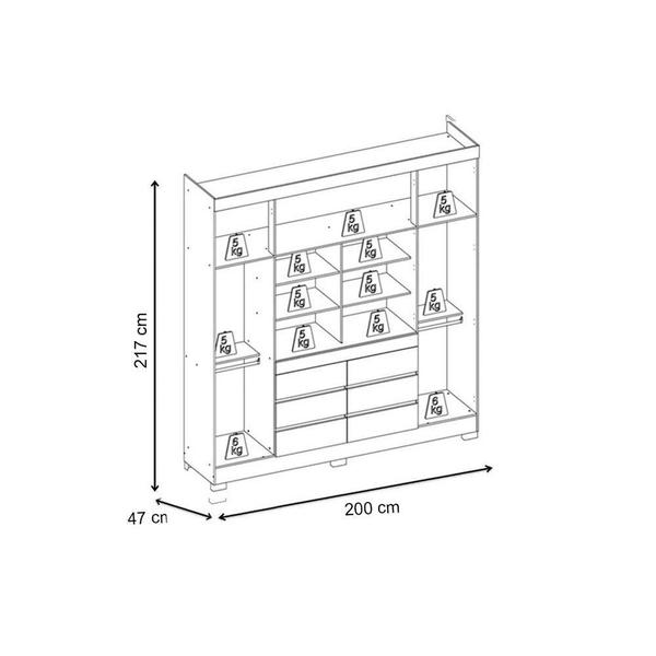 Imagem de Guarda Roupa 4 Portas  e 6 Gavetas c/ Espelho Cádis Amêndola/Off White - Demóbile