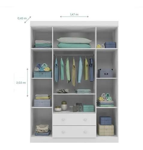 Imagem de Guarda Roupa 4 Portas e Cômoda Sapateira Mdf Moveis para Quarto Infantil