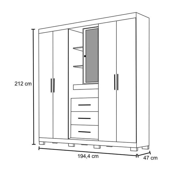 Imagem de Guarda Roupa 4 Portas Espelho Castanho Wood/Baunilha Moval