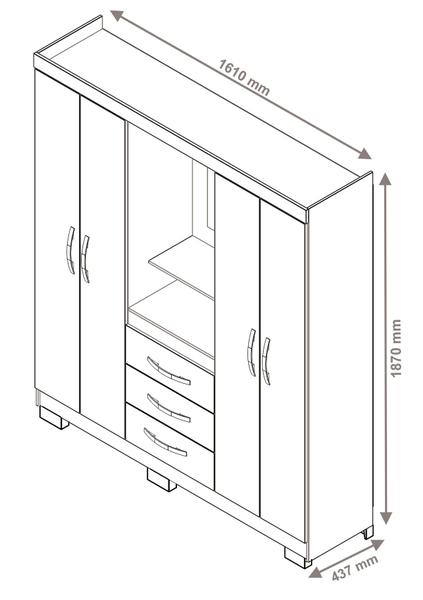 Imagem de Guarda-Roupa 4 Portas Huntano Nogal - MoveisAqui