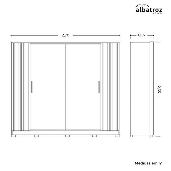 Imagem de Guarda Roupa 4 Portas Jacarandá com 4 Espelhos Cinamomo / Off White - Albatroz