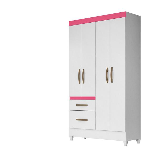 Imagem de Guarda Roupa 4 Portas Madri Branco Rosa Azul Lilás Flex 852440 Moval