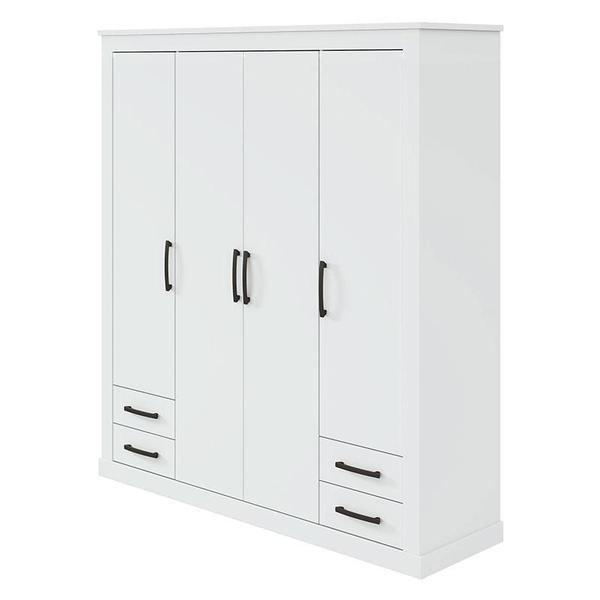 Imagem de Guarda Roupa 4 Portas Rustic e Cômoda Toronto Branco Brilho - Lopas