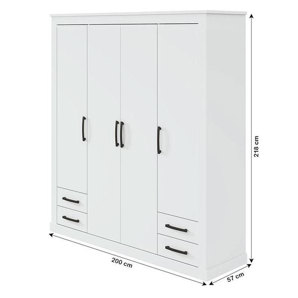 Imagem de Guarda Roupa 4 Portas Rustic e Cômoda Urban Branco Brilho - Lopas