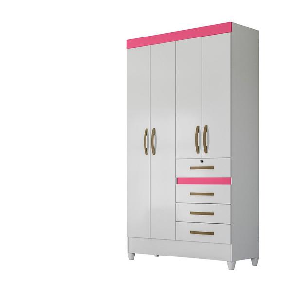 Imagem de Guarda Roupa 4 Portas Sobral Branco Rosa Lilás Azul Flex 870440 Moval