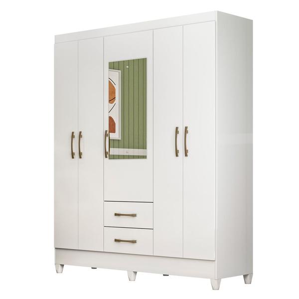 Imagem de Guarda Roupa 5 Portas com Espelho Assis Branco 975440 Moval