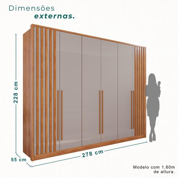 Imagem de Guarda-roupa 6 Portas 1 Gaveta Anápolis Ripado 100% Mdf