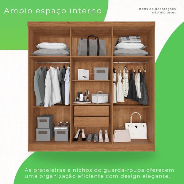 Imagem de Guarda Roupa 6 Portas 2 Gavetas MDP Cinamomo e Off