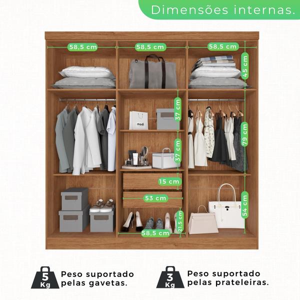 Imagem de Guarda Roupa 6 Portas 2 Gavetas MDP com Espelho Cinamomo