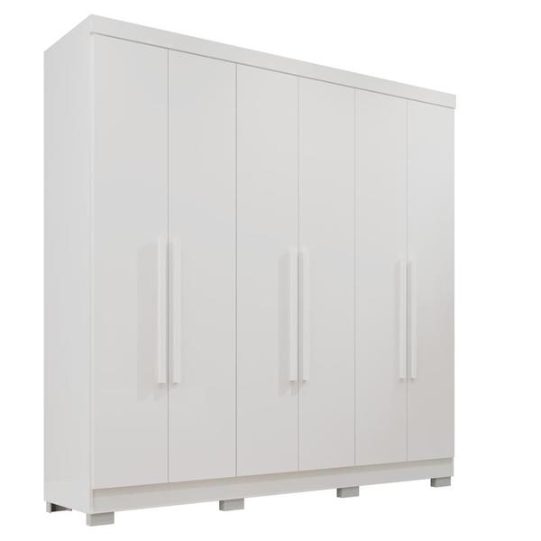 Imagem de Guarda Roupa 6 Portas 2 Gavetas MDP com Pés Branco