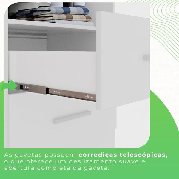 Imagem de Guarda Roupa 6 Portas 2 Gavetas MDP com Pés Branco