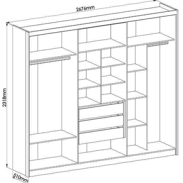 Imagem de Guarda Roupa 6 Portas 3 Gavetas Florence Móveis Castro