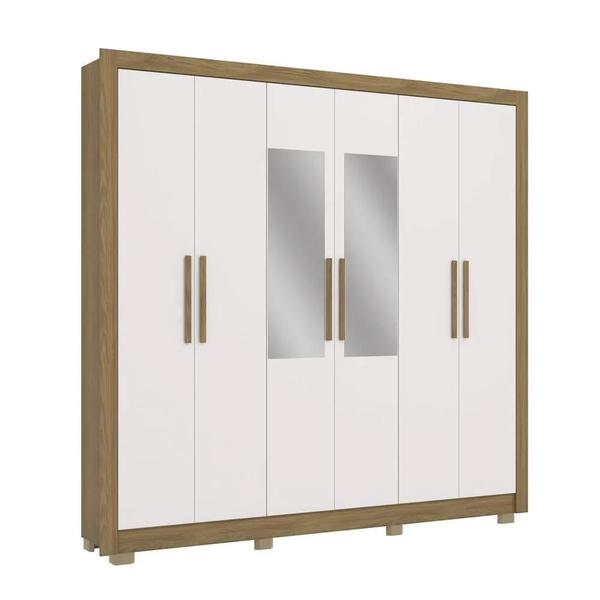 Imagem de guarda-roupa 6 portas 3 gavetas m569 nogueira/off white kappesberg