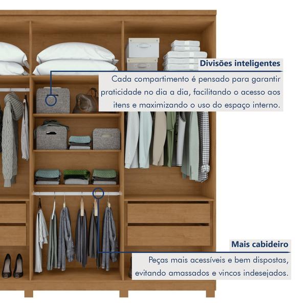 Imagem de Guarda-roupa 6 Portas 4 Gavetas 100% Mdf Alonzo com Espelho e com Pés