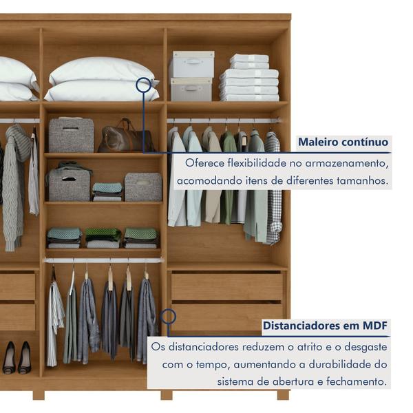 Imagem de Guarda-roupa 6 Portas 4 Gavetas 100% Mdf Alonzo com Pés