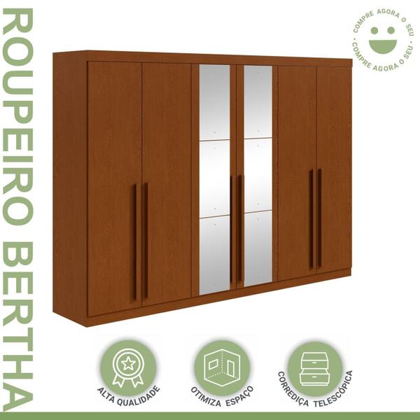 Imagem de Guarda-roupa 6 Portas 4 Gavetas Bertha com Espelho