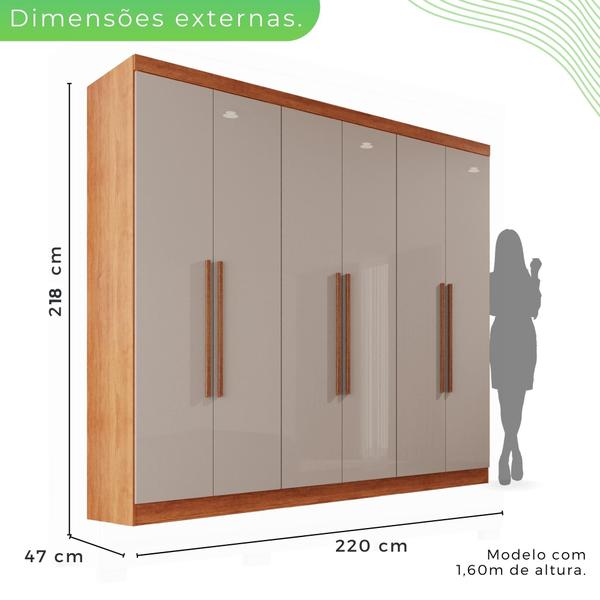 Imagem de Guarda Roupa 6 Portas 4 Gavetas MDP Cinamomo e Off