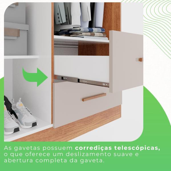 Imagem de Guarda Roupa 6 Portas 4 Gavetas MDP Cinamomo e Off