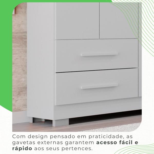 Imagem de Guarda Roupa 6 Portas 4 Gavetas MDP com Pés Branco