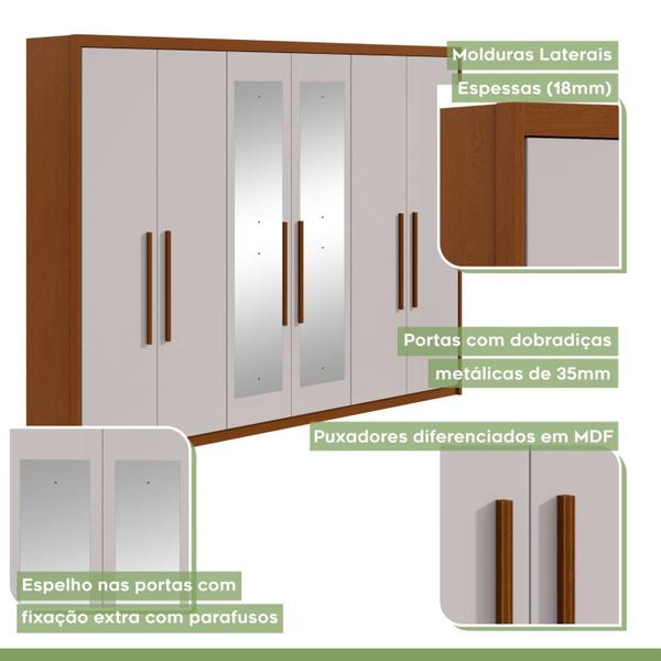 Imagem de Guarda-roupa 6 Portas 5 Gavetas Áries com Espelho