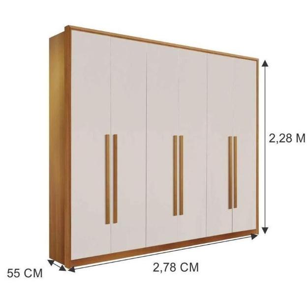 Imagem de Guarda Roupa 6 Portas 6 Gavetas 100% MDF Anápolis - Móveis Valverde - Off White/Cinamomo