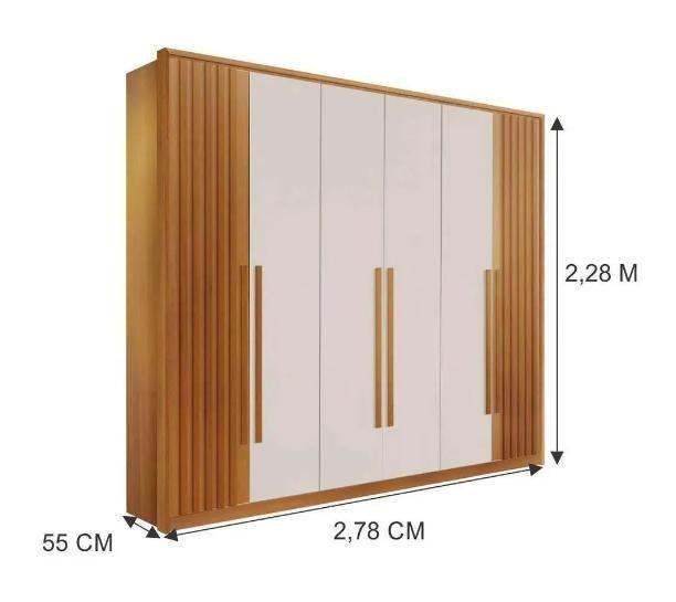 Imagem de Guarda Roupa 6 Portas 6 Gavetas 100% MDF Anápolis Ripado Montagem Inteligente - Móveis Valverde - Off White/Cinamomo