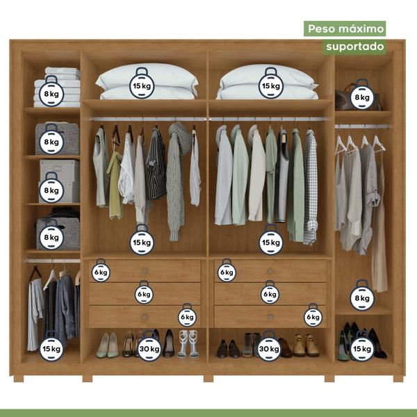 Imagem de Guarda-roupa 6 Portas 6 Gavetas 100% Mdf Detroid com Pés