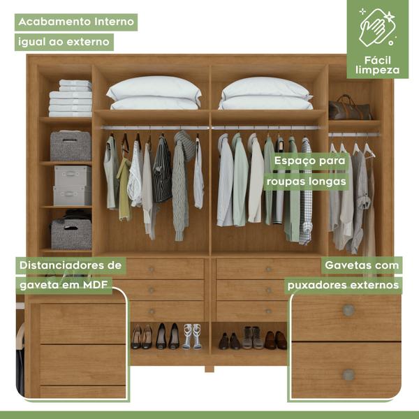 Imagem de Guarda-roupa 6 Portas 6 Gavetas 100% Mdf Detroid com Pés