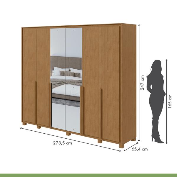 Imagem de Guarda-roupa 6 Portas 6 Gavetas 100% Mdf Imperatore com Espelho e com Pés