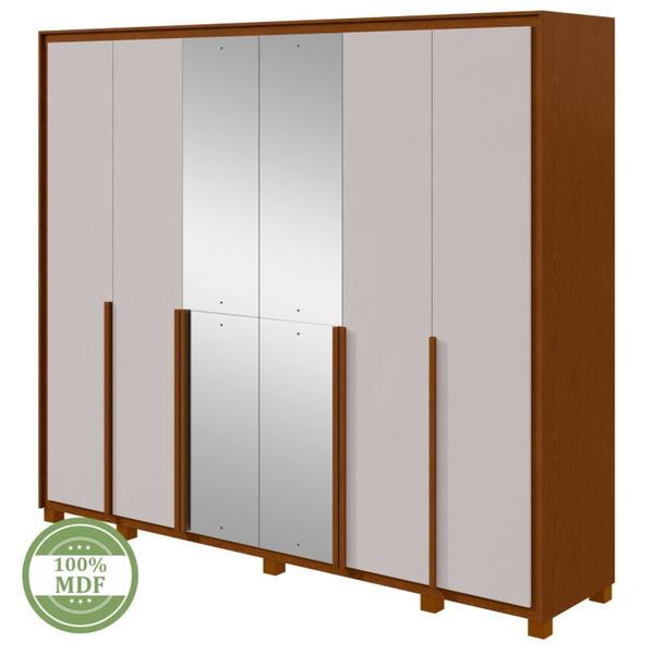 Imagem de Guarda-roupa 6 Portas 6 Gavetas 100% Mdf Imperatore com Espelho e com Pés