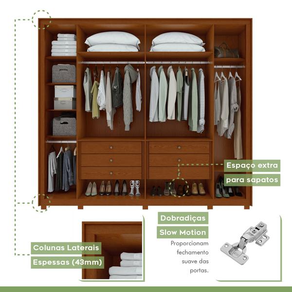 Imagem de Guarda-roupa 6 Portas 6 Gavetas 100% Mdf Imperatore com Pés