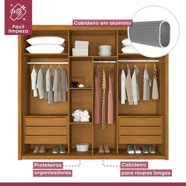 Imagem de Guarda Roupa 6 Portas 6 Gavetas 100% MDF Santorini