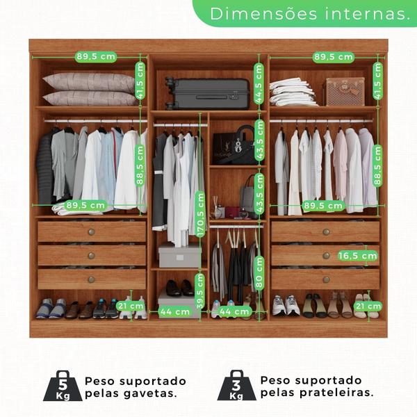 Imagem de Guarda Roupa 6 Portas 6 Gavetas MDF Cinamomo e Off