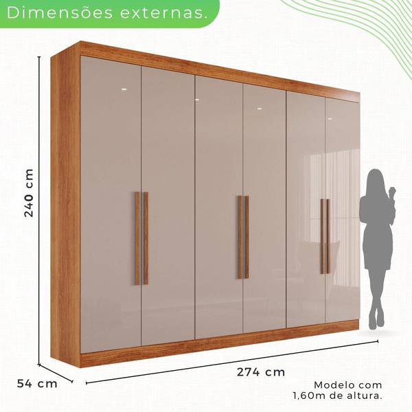 Imagem de Guarda Roupa 6 Portas 6 Gavetas MDF Cinamomo e Off