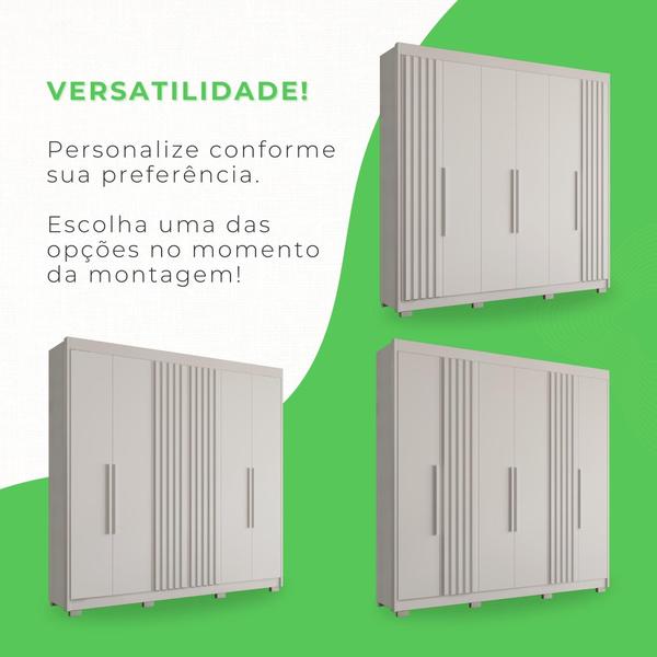 Imagem de Guarda Roupa 6 Portas 6 Gavetas MDF com Pés Branco