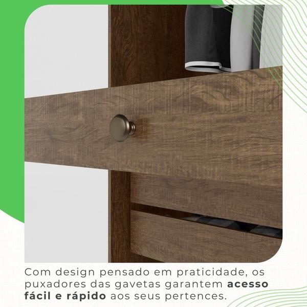 Imagem de Guarda Roupa 6 Portas 6 Gavetas MDF Ipê e Off