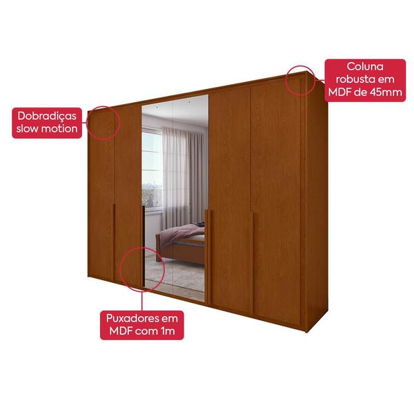 Imagem de Guarda Roupa 6 Portas C/ Espelho Easy Space Frassino Lopas