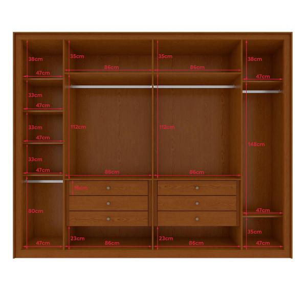 Imagem de Guarda Roupa 6 Portas C/ Espelho Easy Space Frassino Lopas