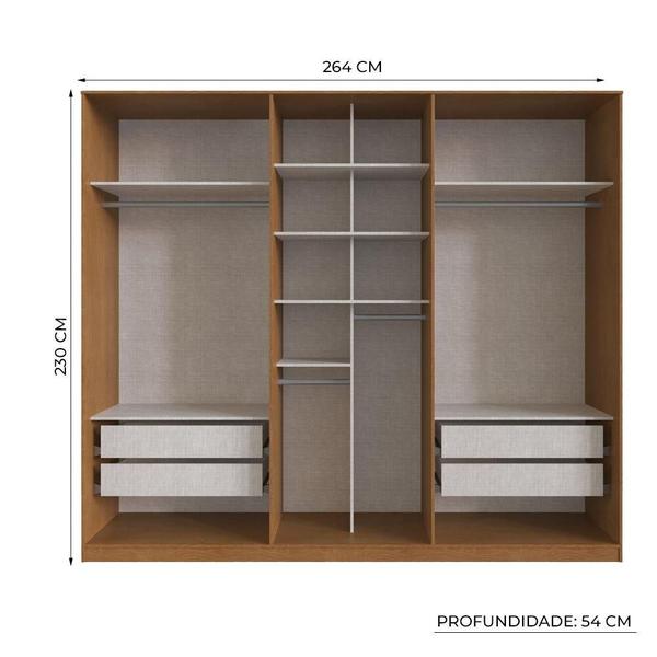 Imagem de Guarda-Roupa 6 Portas Casal Édez Cembra, Carvalho/Pinus