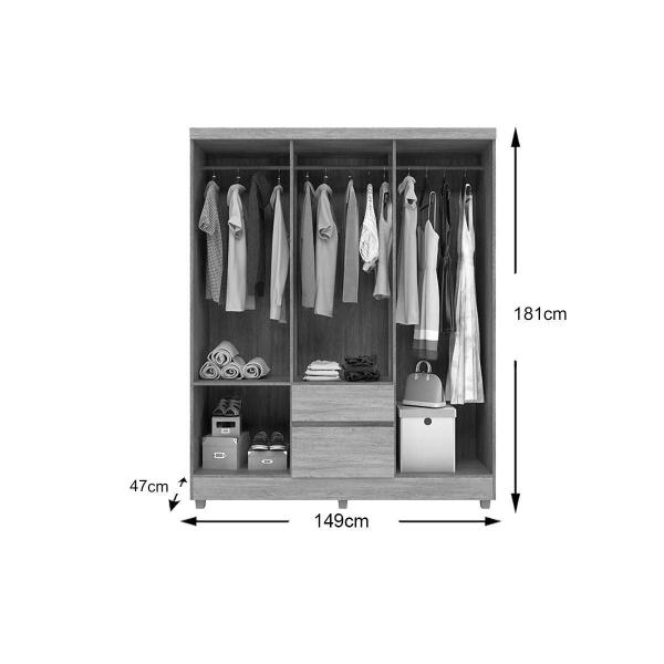 Imagem de Guarda Roupa 6 Portas  e 2 Gavetas Flash II Amêndola - Demóbile